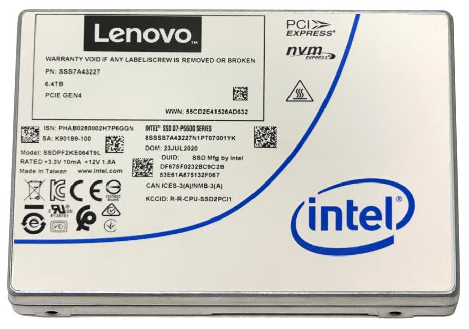 Lenovo P5620 1.6 TB 2.5" PCI Express 4.0 NVMe TLC 3D NAND