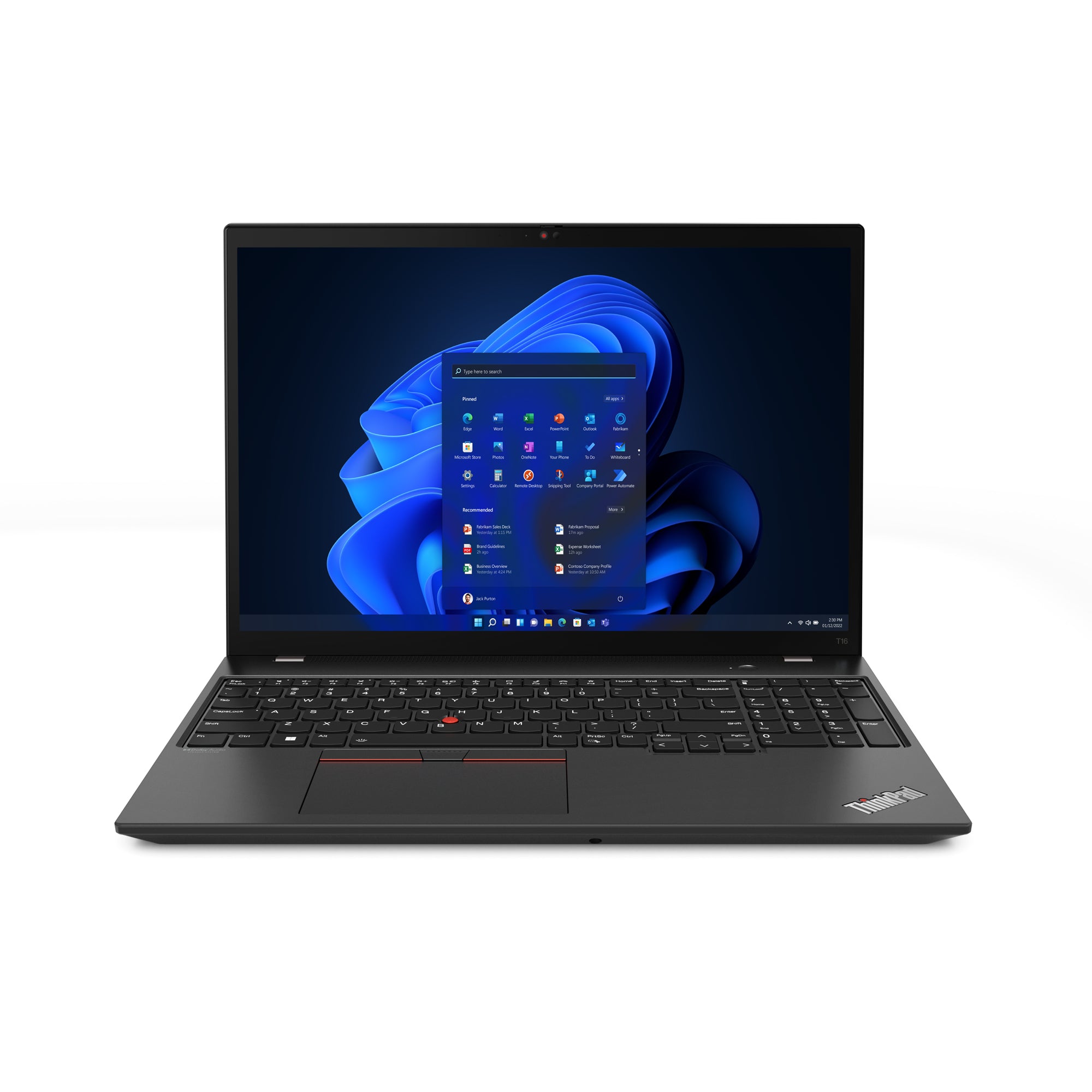 Lenovo ThinkPad T16 Gen 1 (Intel) Intel® Core™ i7 i7-1270P Laptop 16" Touchscreen WUXGA 16 GB DDR4-SDRAM 512 GB SSD Wi-Fi 6E (802.11ax) Windows 11 Pro Black