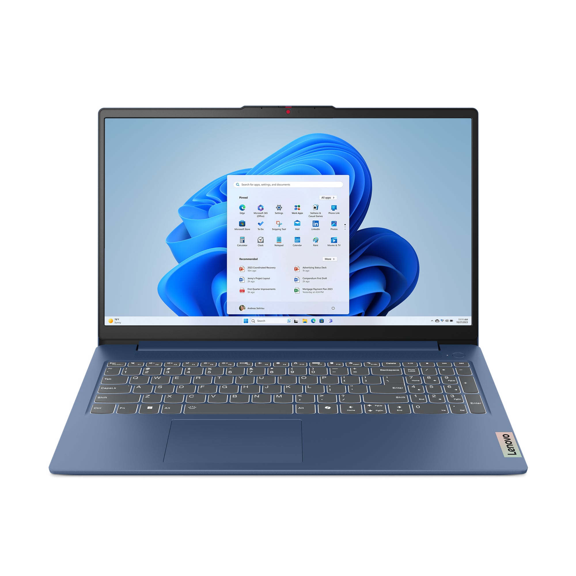 Lenovo IdeaPad Slim 3 15IRU9 Intel Core 3 100U Laptop 15.6" Full HD 8 GB DDR5-SDRAM 256 GB SSD Wi-Fi 6 (802.11ax) Windows 11 Home US English Blue