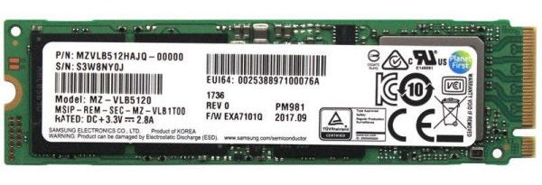 Samsung PM981 512 GB M.2 PCI Express 3.0 NVMe