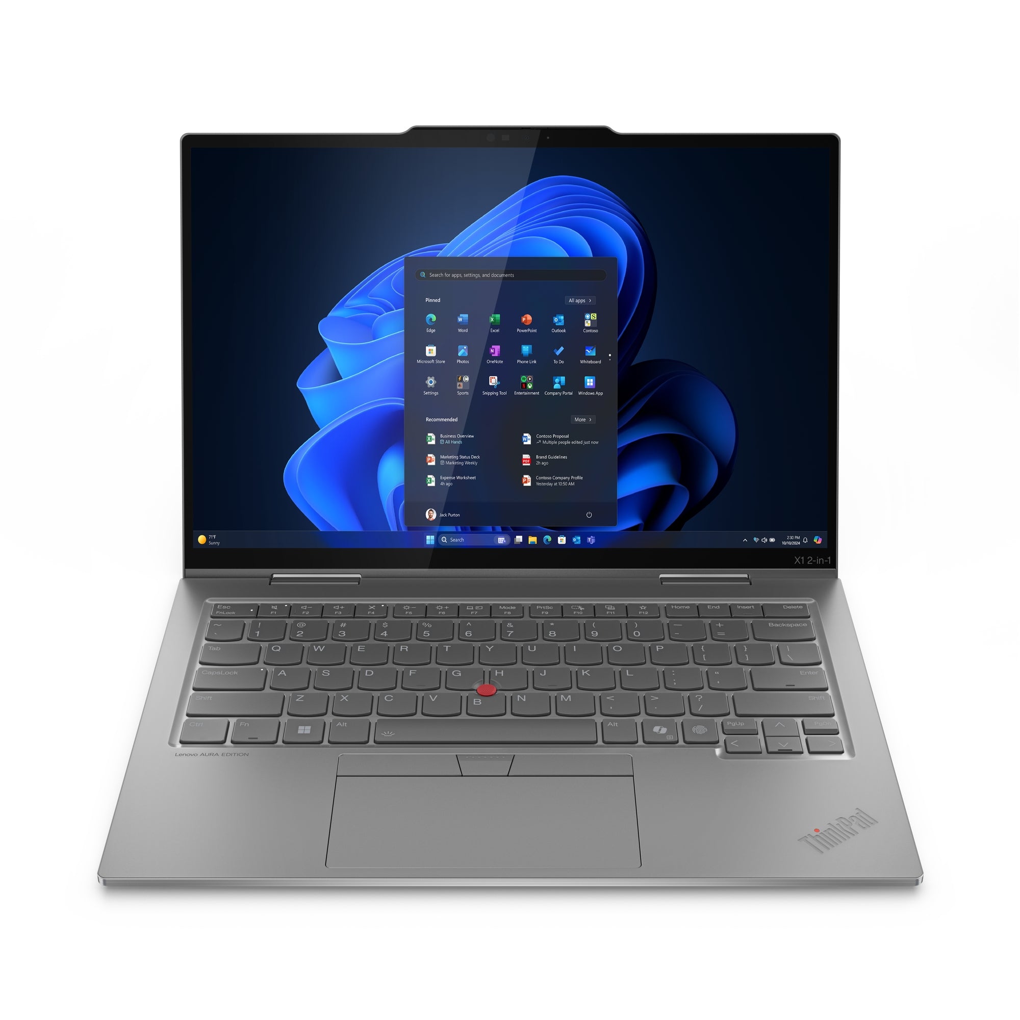 Lenovo ThinkPad X1 2-in-1 Gen 10 Aura Edition Intel Core Ultra 7 265U Hybrid (2-in-1) 14" Touchscreen WUXGA 16 GB LPDDR5x-SDRAM 512 GB SSD Wi-Fi 6E (802.11ax) Windows 11 Pro Gray