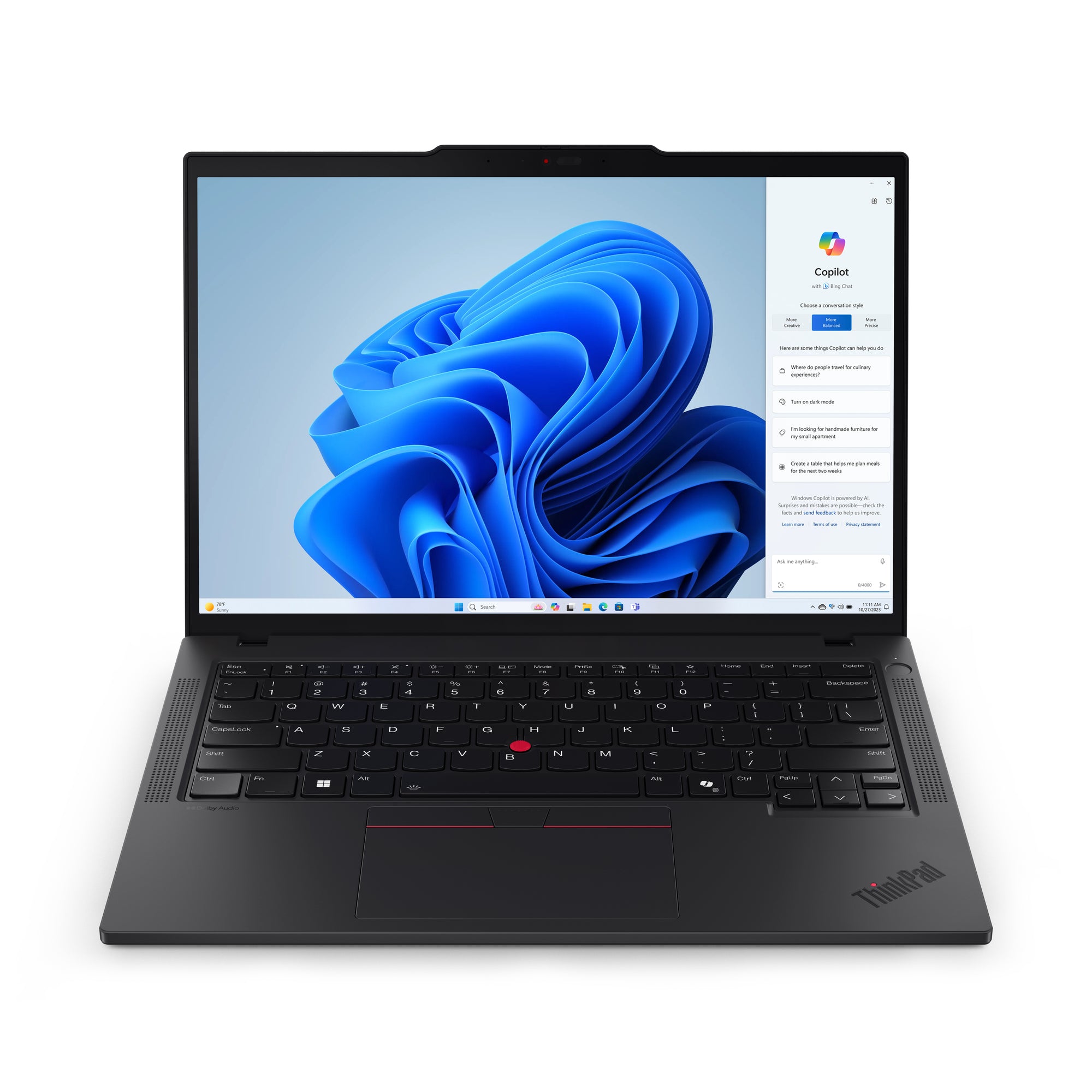 Lenovo ThinkPad T14 Gen 5 (AMD) AMD Ryzen™ 7 PRO 8840U Laptop 14" Touchscreen WUXGA 32 GB DDR5-SDRAM 1 TB SSD Wi-Fi 6E (802.11ax) Windows 11 Pro English Black