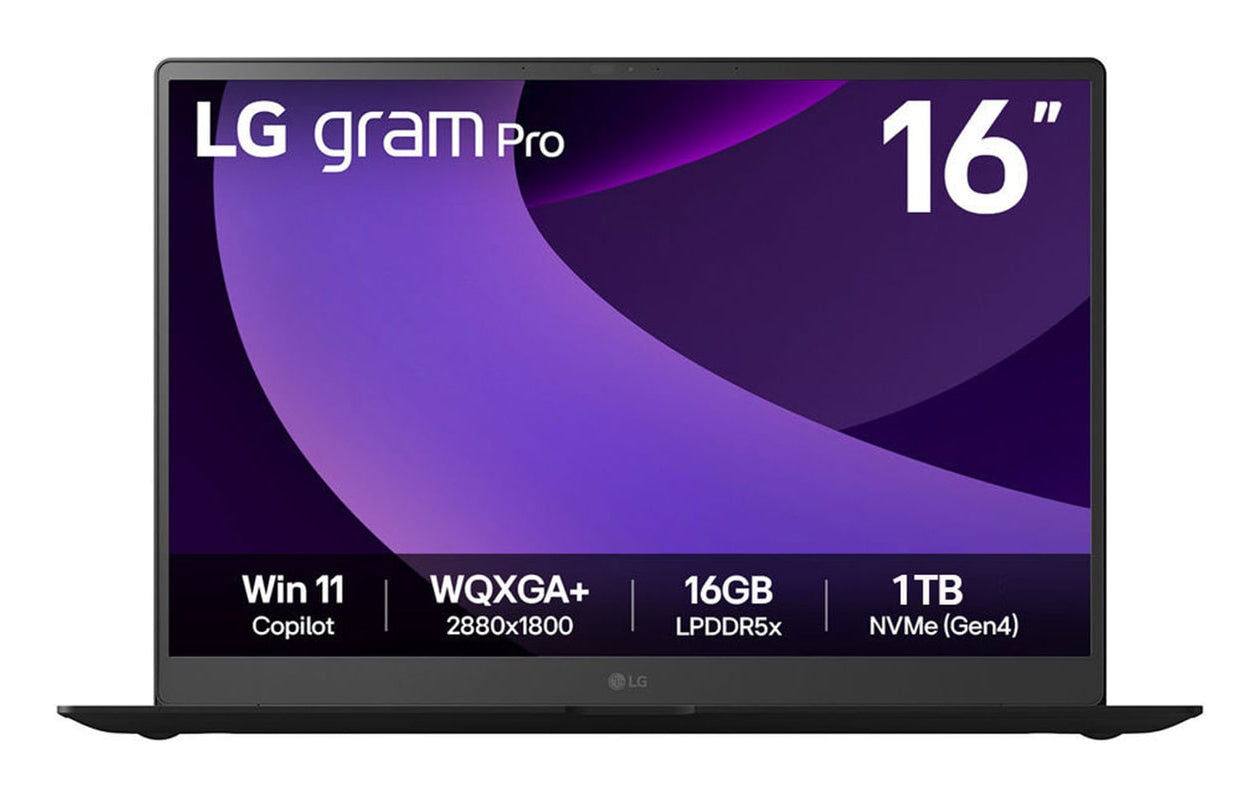 LG Gram Pro 16Z90TP Copilot+ PC Intel Core Ultra 7 255H Laptop 16" WQXGA+ 32 GB LPDDR5x-SDRAM 1 TB SSD Wi-Fi 7 (802.11be) Windows 11 Pro English Black