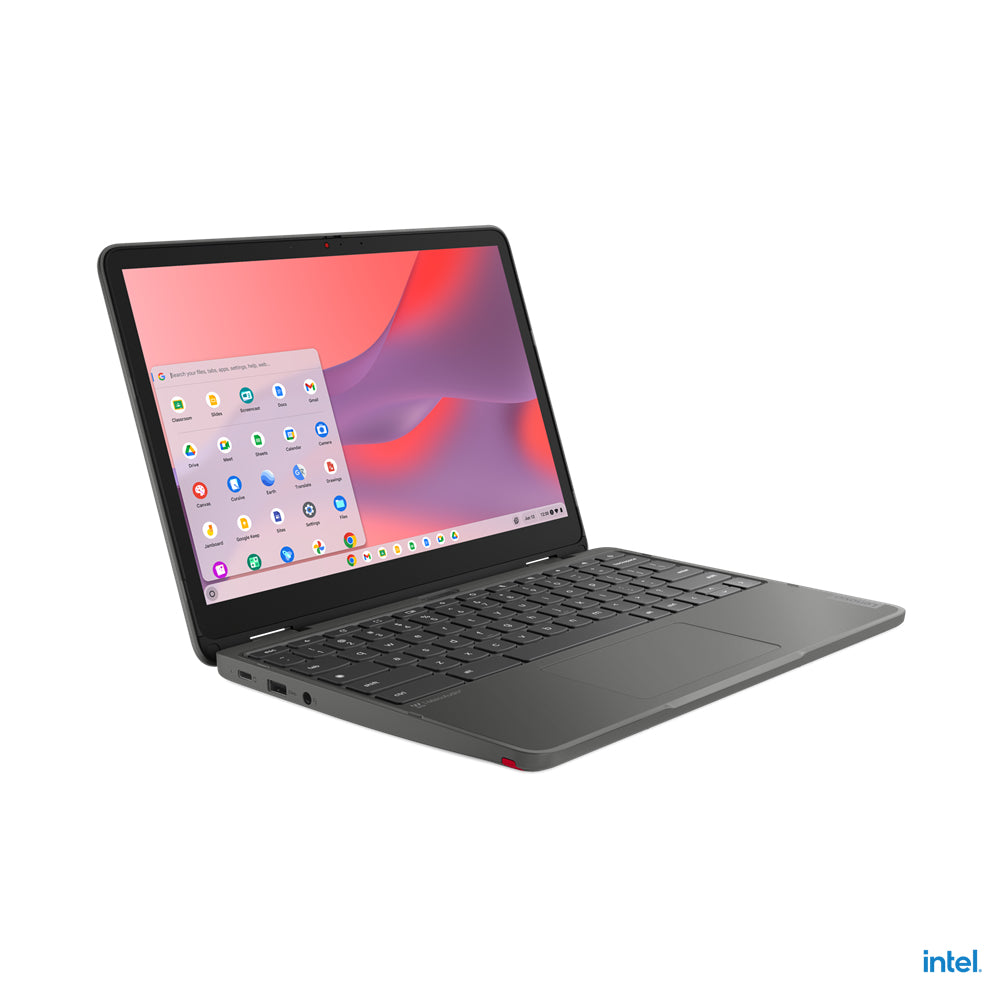 Lenovo 500e Yoga Chromebook Gen 4 Intel® N N100 12.2" Touchscreen WUXGA 4 GB LPDDR5-SDRAM 32 GB eMMC Wi-Fi 6E (802.11ax) ChromeOS US English Gray